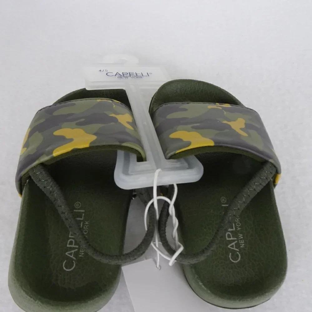 Capelli Camo Shoe Slides Sandals Slip On Green Size 4 -5 Boys Strap Pool Beach